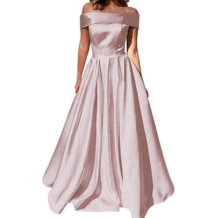 sd-hk Wedding Dresses Off Shoulder Short Sleeve Evening Long Dress