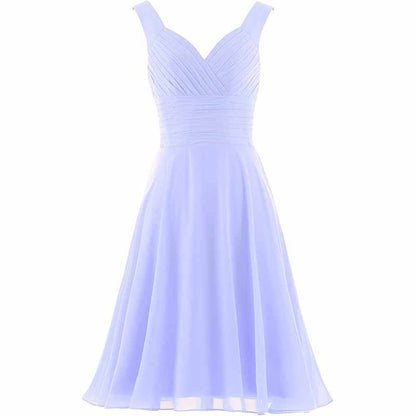 Women's V-Neck Chiffon Bridesmaid Dresses Short Prom Gown