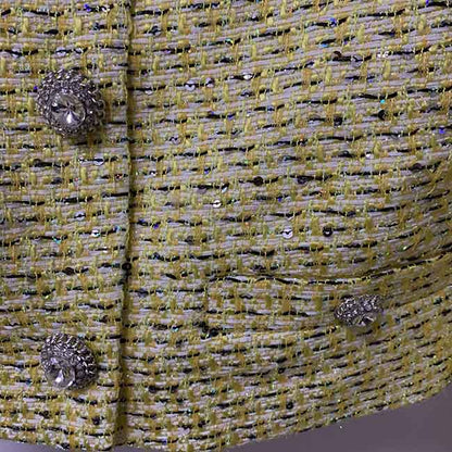 Womens Yellow Three Piece Suit + Short Skirt Formal Set