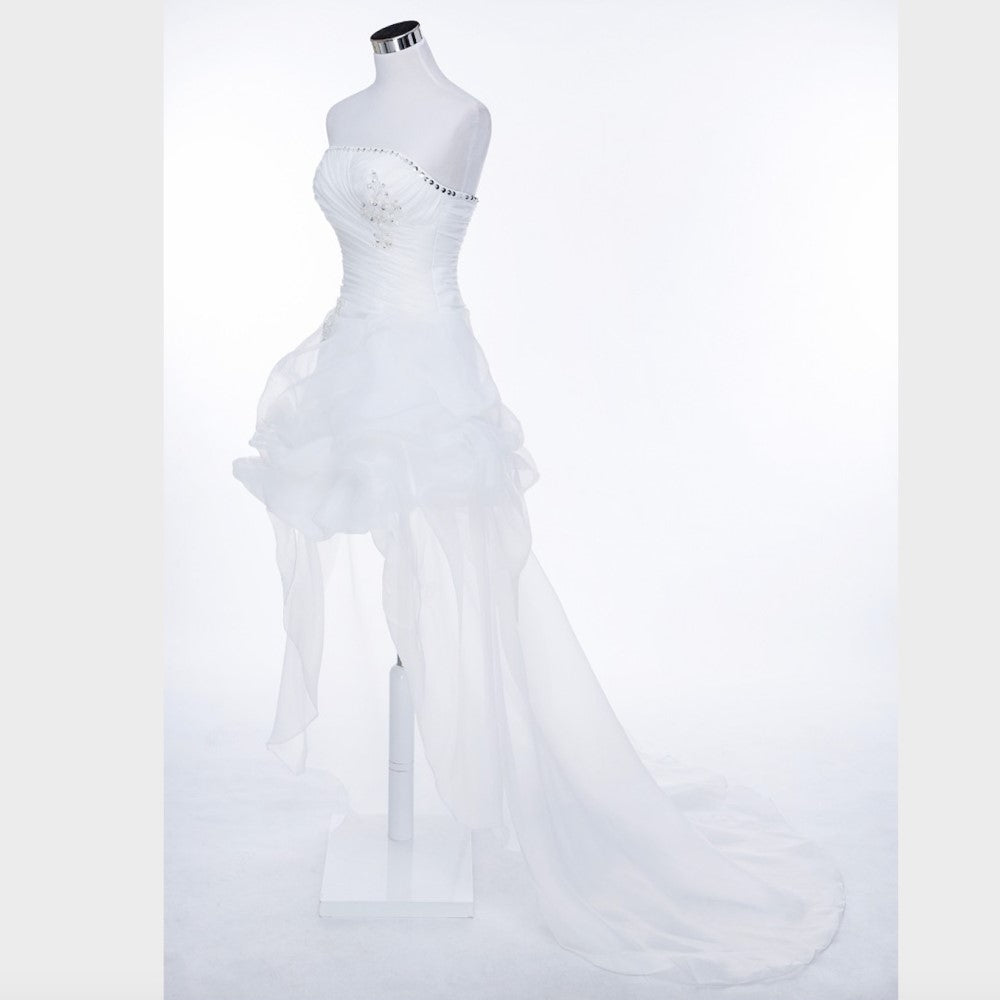 sd-hk White Wedding Dress Strapless Ruffles Bridesmaid Dress