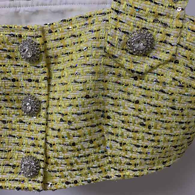 Womens Yellow Three Piece Suit + Short Skirt Formal Set