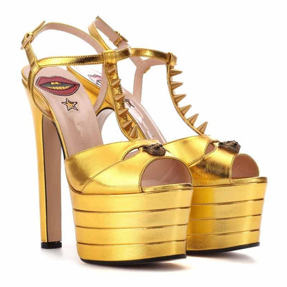 Women's Platform Pump T-Strap Peep Toe Heels