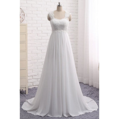 sd-hk Women's Sleeveless Lace Chiffon Evening Wedding Dresses Bridal Gowns