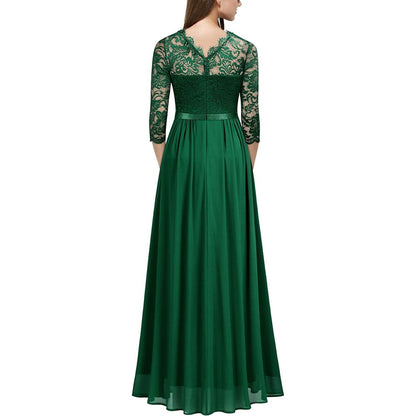 Women's formal floral lace wedding bridesmaid maxi dress