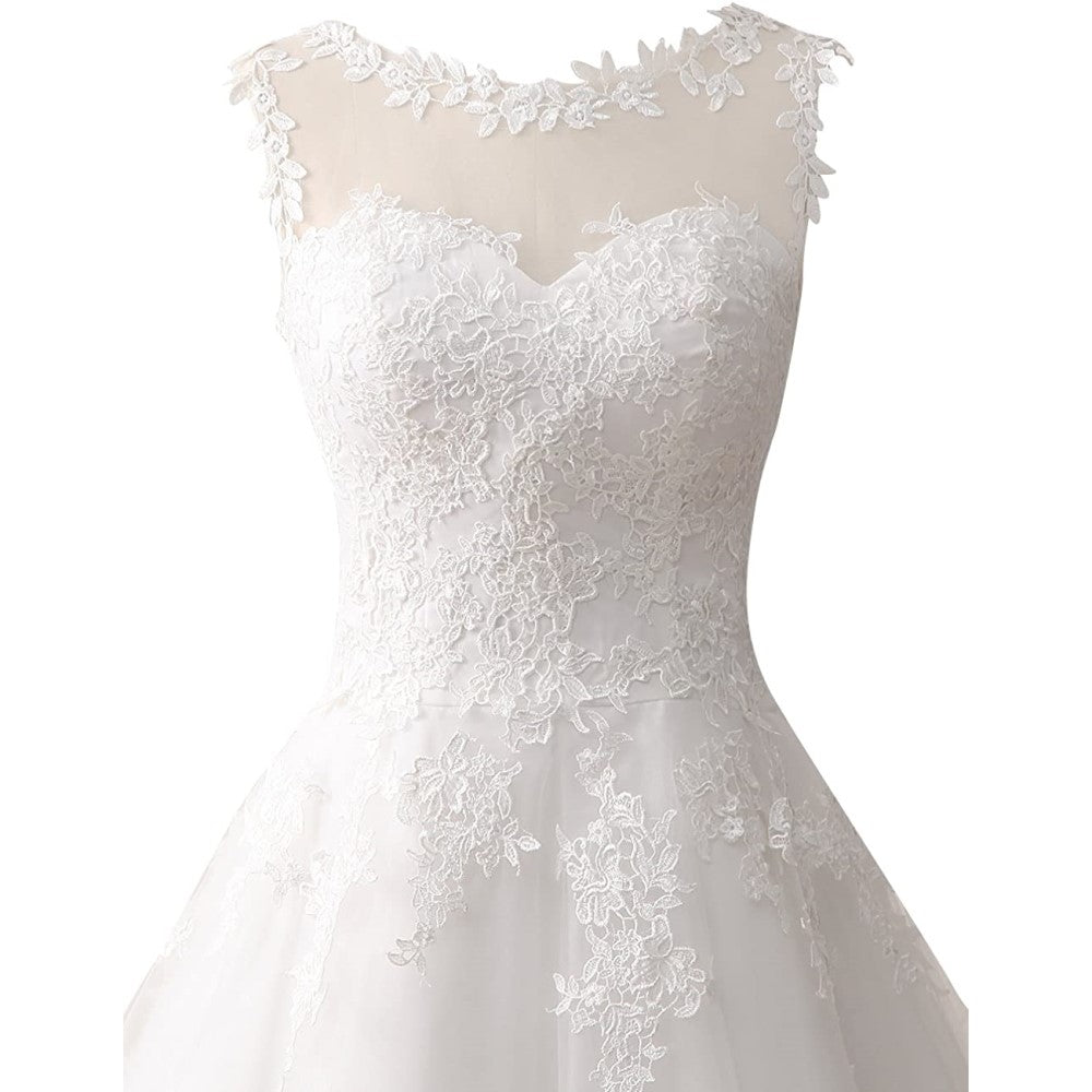 Wedding Dress Lace Bride Dresses Short Wedding Gown Tulle Vintage Bridal Gown Appliques