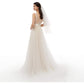 sd-hk Bride V-Neck A-line Lace Tulle Long Beach Wedding Dress for Women