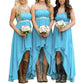 Women's Strapless High Low Bridesmaid Dresses Wedding Party Gowns