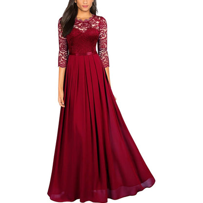 Women's formal floral lace wedding bridesmaid maxi dress