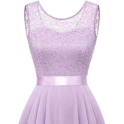 Women's Floral Lace Chiffon Bridesmaid Dress High Low Swing Party Dress