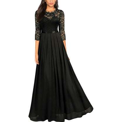 Women's formal floral lace wedding bridesmaid maxi dress