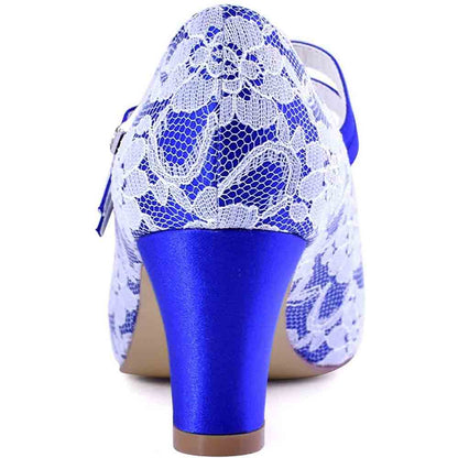 Wedding Shoes for Bride Closed Toe Bridal Shoes Block Heel Pumps