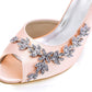 Wedding Heels Peep Toe Wedding Shoes for Bride Satin Prom Dress Pumps