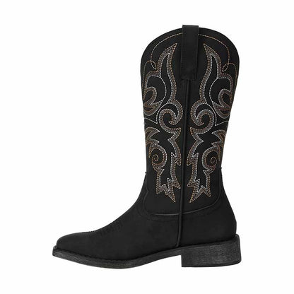Women's Western Cowgirl Cowboy Boots Wide Calf Pointed Toe Embroidered
