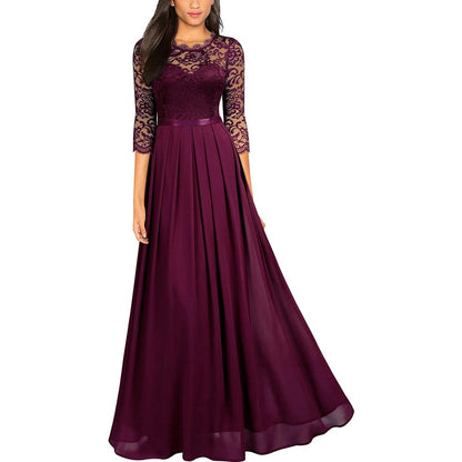 Women's formal floral lace wedding bridesmaid maxi dress