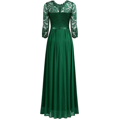 Women's formal floral lace wedding bridesmaid maxi dress