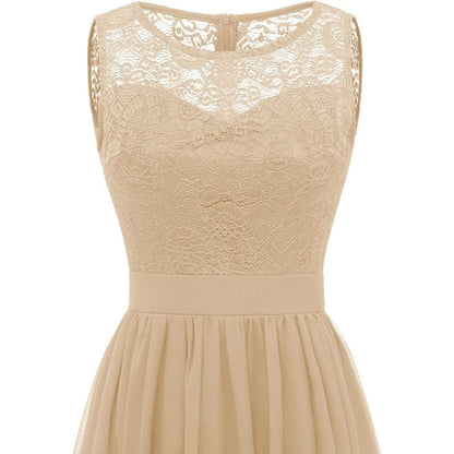 Women's Lace Chiffon Bridesmaid Dress Sleeveless Formal Wedding Party Dress