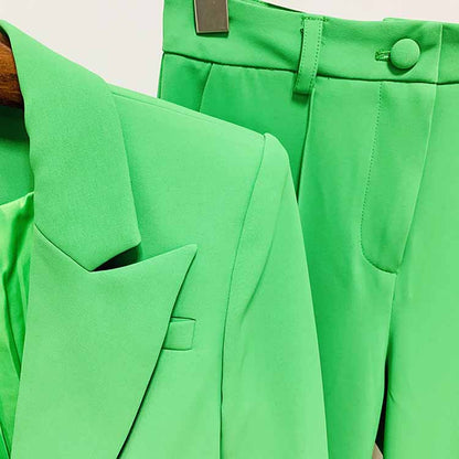 Women's Green Pantsuit Blazer+High Waisted Flare Pants Suit Formal Pantsuit