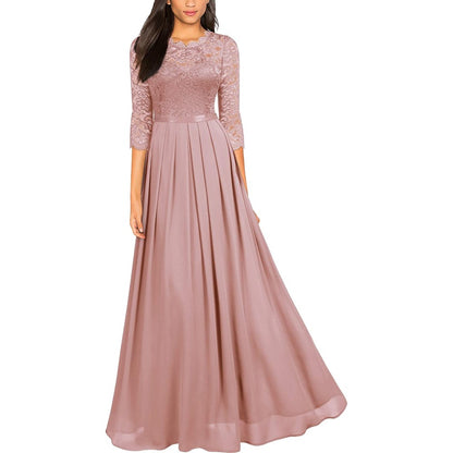 Women's formal floral lace wedding bridesmaid maxi dress