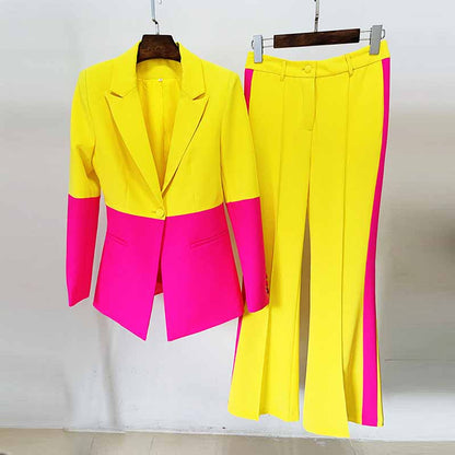 Women Pantsuits Wedding Party Suit + Flare Trousers Colored Suit Two Piece Pantsuits