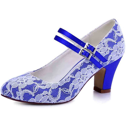 Wedding Shoes for Bride Closed Toe Bridal Shoes Block Heel Pumps