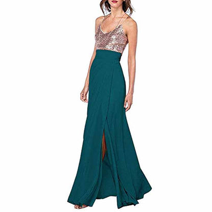 Womens Sequin Top Bridesmaid Dress Cocktail Party Swing Dresses