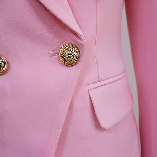 Women's Pink Coats & Jacket Long Sleeves Blazer Breasted Coat