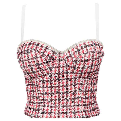 Women Bustier Crop Tops Floral Push Up Corset Bra Tank Top