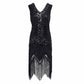 Women's Flapper Dresses 1920s V Neck Beaded Fringed Great Gatsby Dress