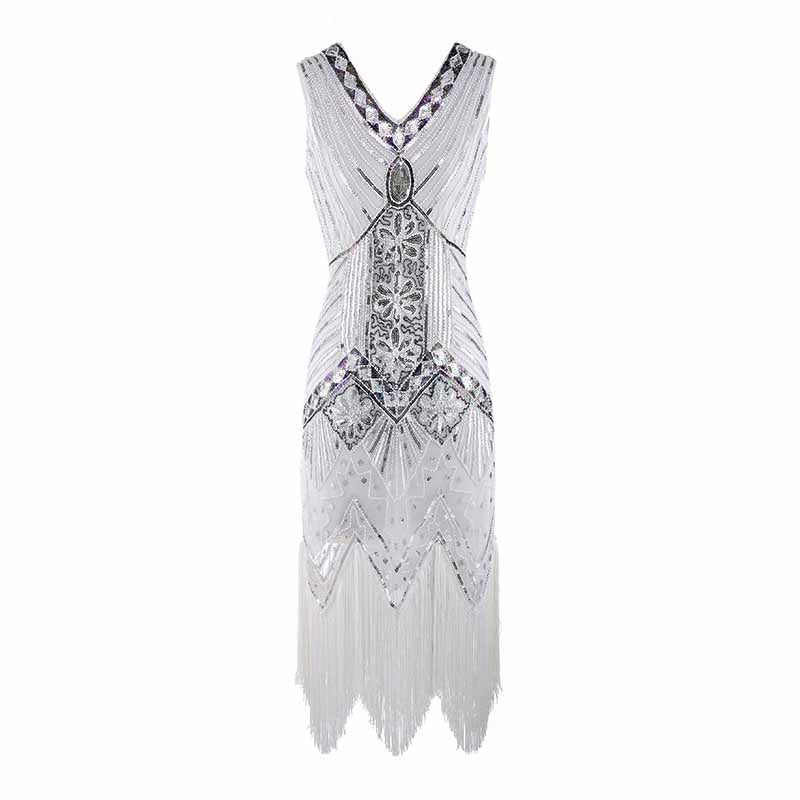 Women's Flapper Dresses 1920s V Neck Beaded Fringed Great Gatsby Dress – SD  Dresscode & Fashiontrends