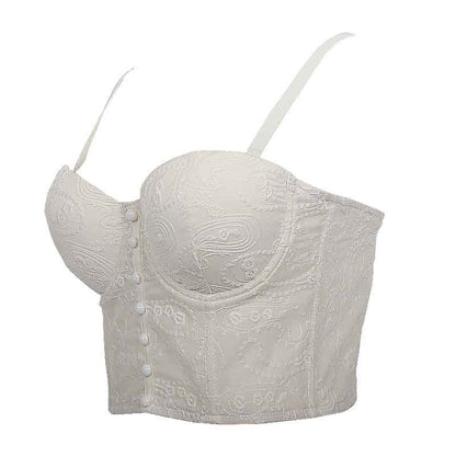 Womens Crop Tops Sleeveless Floral Push Up Corset Bra Cami Tank