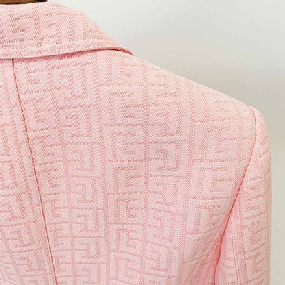 Women's Fashion Blazer Labyrinth Pattern Jacket Coats with Gold Buttons