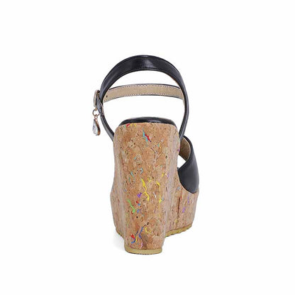 Women's Platform Dress Heels Summer Sandals Pu Wedge Chunky Heels