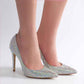 Silver Rhinestone Pointed Toe Stiletto Wedding Heels