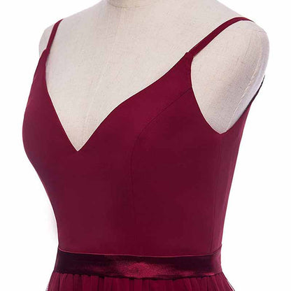 Women's V-Neck Pleated Chiffon Bridesmaid Dresses Long Prom Dress Evening Dress