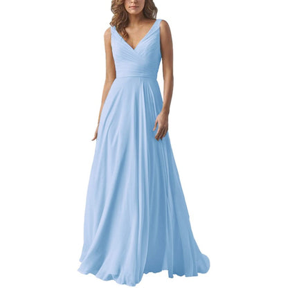 A-line Chiffon Bridesmaid Dress Floor Length Formal Evening Prom Gowns