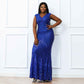 Women Plus Size Prom Floor Length Sequin Royal Blue Wedding Evening Party Maxi Dress