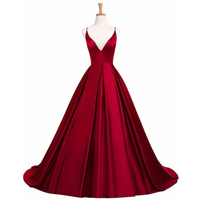 sd-hk Prom Maxi Gowns V Neck Sleeveless Long Evening Party Dress