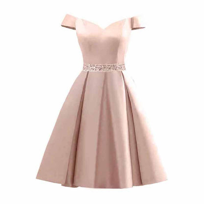 Satin Short Prom Dresses Mini Homecoming Dress Off Shoulder Gowns for Ladies