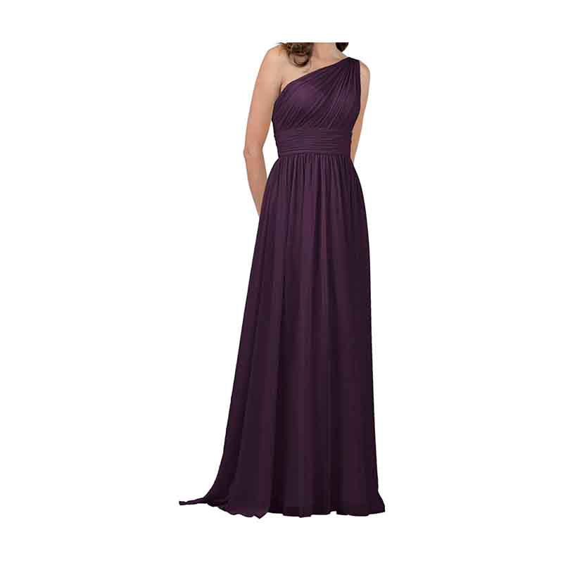 Women One Shoulder Bridesmaid Dresses Chiffon Long Maxi Formal Party Dress