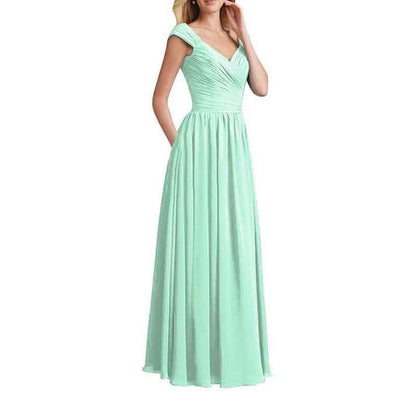 Womens Long Sleeveless Flowy Bridesmaid Cocktail Evening Gown Maxi Dress