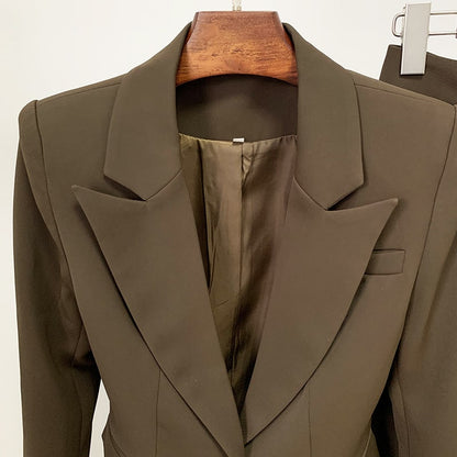 Women Fashion Pants Suit Blazer + Flare Trousers Two Piece Pantsuits