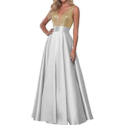 Silver Gray prom dress women