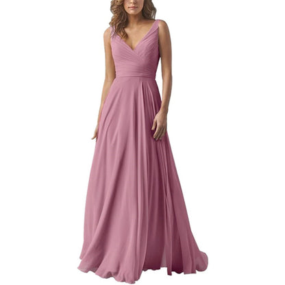 A-line Chiffon Bridesmaid Dress Floor Length Formal Evening Prom Gowns
