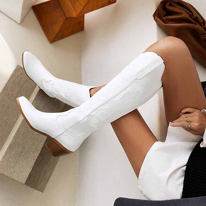 Women's Embroidered Cowgirl Boots Country Style Footwear