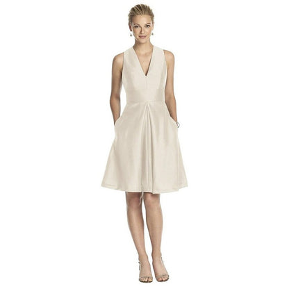 Satin Homecoming Dress Sleeves V Neck Wedding Guest Dress Event Dress Short