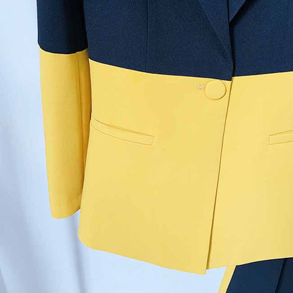 Women's Black Yellow Two Piece Pantsuit + Flare Bottoms Two Piece Pantsuit Set