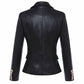 Women Double Breasted Short PU Leather Jacket Slim Fitted Blazer