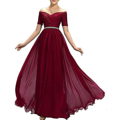 Womens Chiffon Bridesmaid Dress Aline Wedding Guest Gown