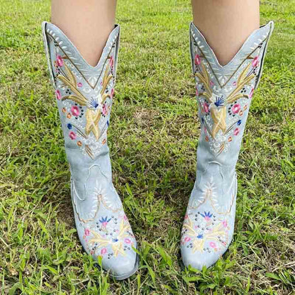 S&Dco Women's Western Cowboy Boots with Floral Design