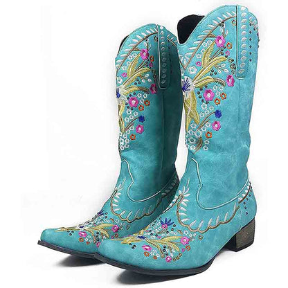 S&Dco Women's Western Cowboy Boots with Floral Design